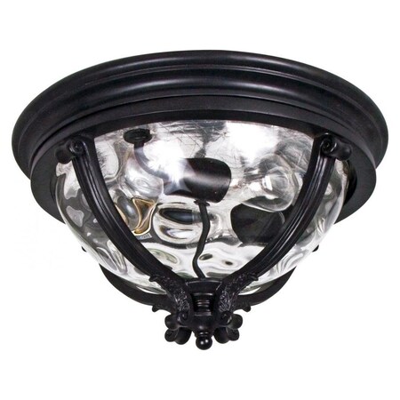 Maxim Three Light Black Water Glass Glass Outdoor Flush Mount 41420WGBK